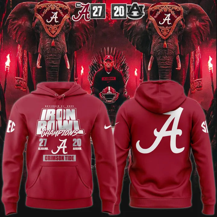 Men's Red Alabama Crimson Tide 2025 Iron Bowl Champions Hoodie