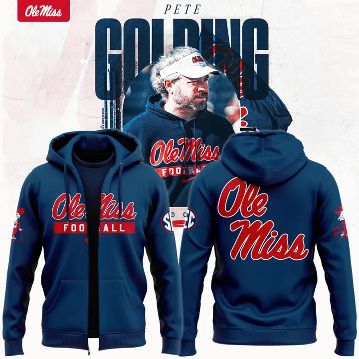 Coach Pete Golding Ole Miss Football Zip Hoodie(V3)