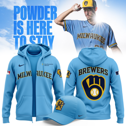Milwaukee Brewers 2025 Powder Blue Zip Hoodie