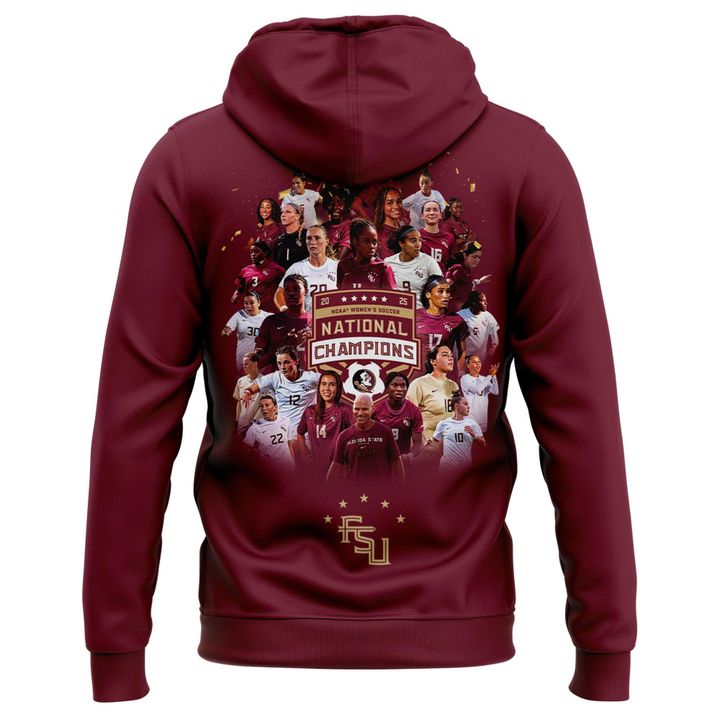 Unisex Champion White Florida State Seminoles 2025 NCAA Women's Soccer National Champions Locker Room Hoodie-V3(Red)