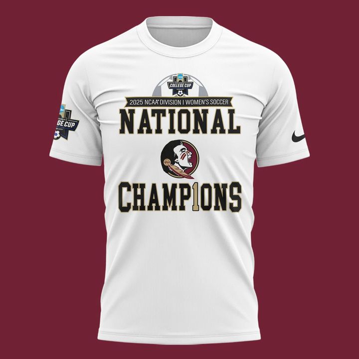 Unisex Champion White Florida State Seminoles 2025 NCAA Women's Soccer National Champions Locker Room Tee-V2(White)