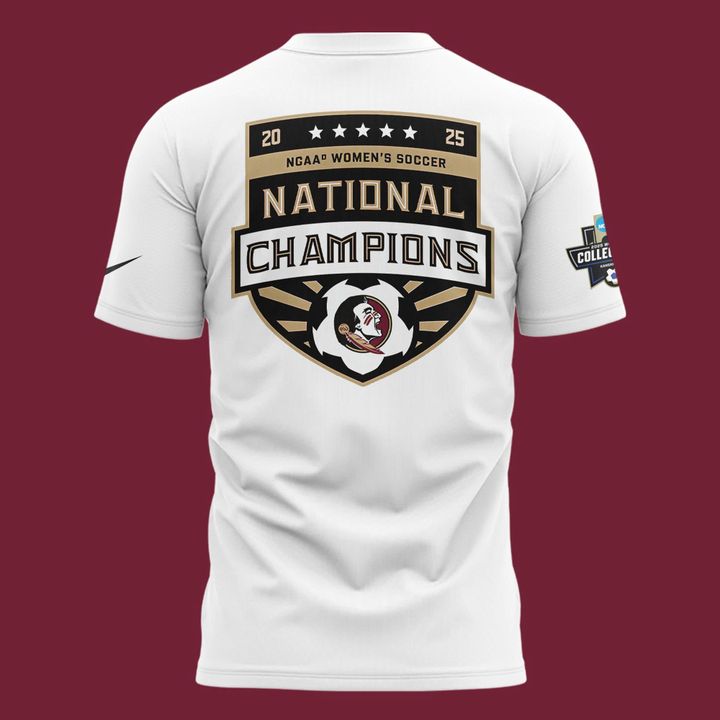 Unisex Champion White Florida State Seminoles 2025 NCAA Women's Soccer National Champions Locker Room Tee-V2(White)