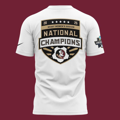 Unisex Champion White Florida State Seminoles 2025 NCAA Women's Soccer National Champions Locker Room Tee-V2(White)