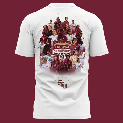 Unisex Champion White Florida State Seminoles 2025 NCAA Women's Soccer National Champions Locker Room Tee-V1(White)