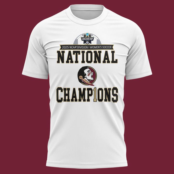 Unisex Champion White Florida State Seminoles 2025 NCAA Women's Soccer National Champions Locker Room Tee-V1(White)