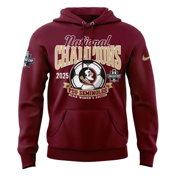 Unisex Champion White Florida State Seminoles 2025 NCAA Women's Soccer National Champions Locker Room Hoodie-V4(Red)