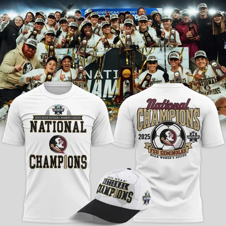 Unisex Champion White Florida State Seminoles 2025 NCAA Women's Soccer National Champions Locker Room Tee-V4(White)