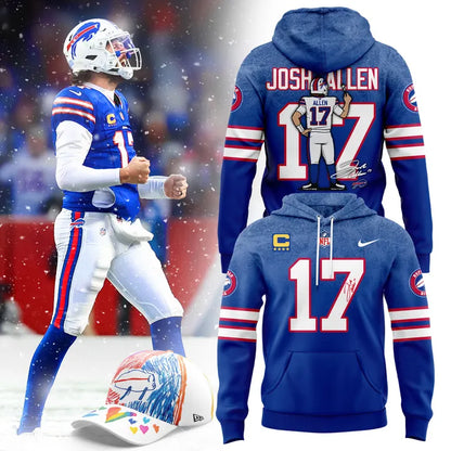 Buffalo Bills Josh Allen 17 Blue Hoodie