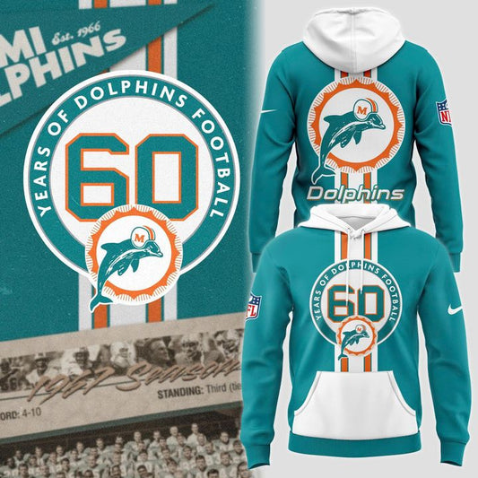 Unisex 60th Year Dolphins Football Hoodie