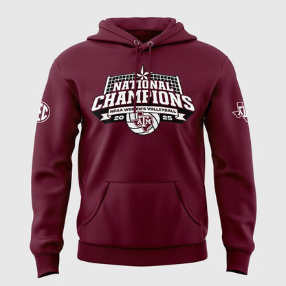 2025 Limited edition Hoodie Texas A&amp;M Aggies women's volleyball National Champions for fans.