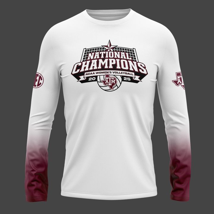 2025 Limited edition Long Tee Texas A&amp;M Aggies women's volleyball National Champions for fans