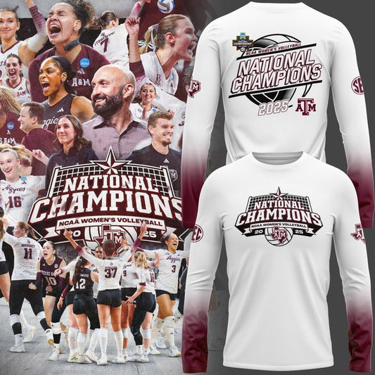 2025 Limited edition Long Tee Texas A&amp;M Aggies women's volleyball National Champions for fans