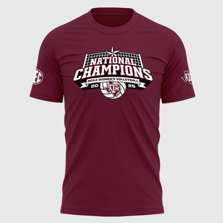 2025 Limited edition T-Shirt Texas A&amp;M Aggies women's volleyball National Champions for fans.