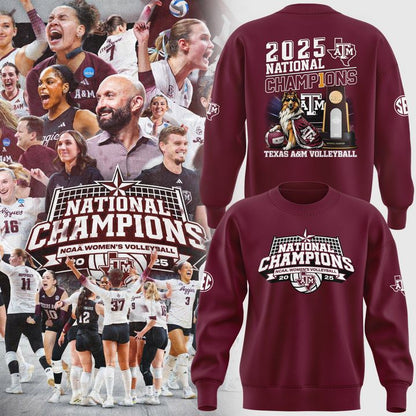 2025 Limited edition Sweatshirt Texas A&amp;M Aggies women's volleyball National Champions