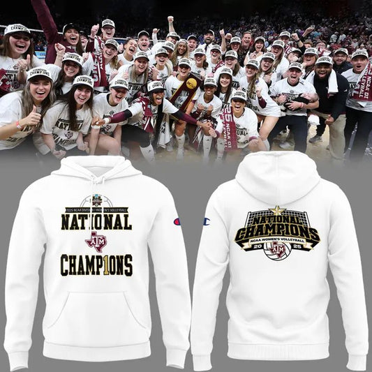 2025 Texas A&amp;M Aggies NCAA Women's Volleyball National Champions White Hoodie
