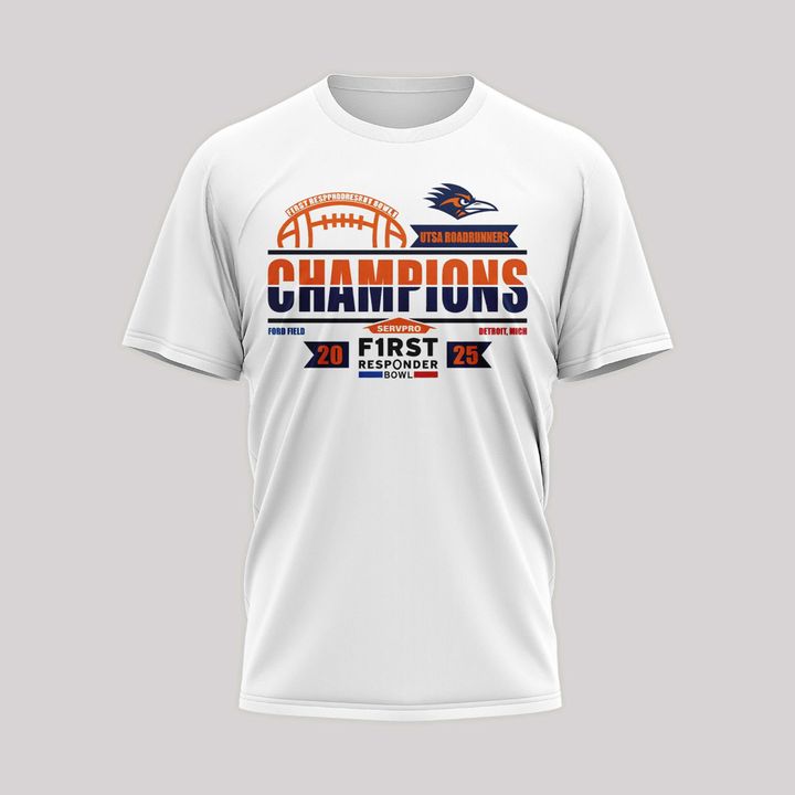 UTSA football 2025 First Responder Bowl Champs T-shirt - White
