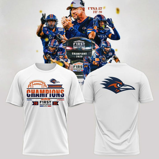 UTSA football 2025 First Responder Bowl Champs T-shirt - White