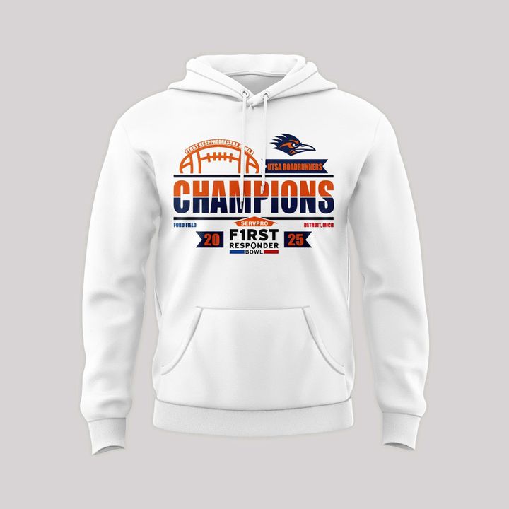 UTSA football 2025 First Responder Bowl Champs Hoodie - White