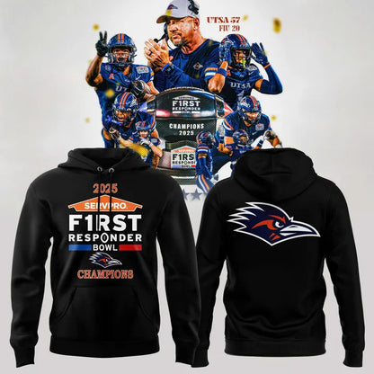 UTSA Roadrunners football 2025 First Responder Bowl Champs Hoodie - black