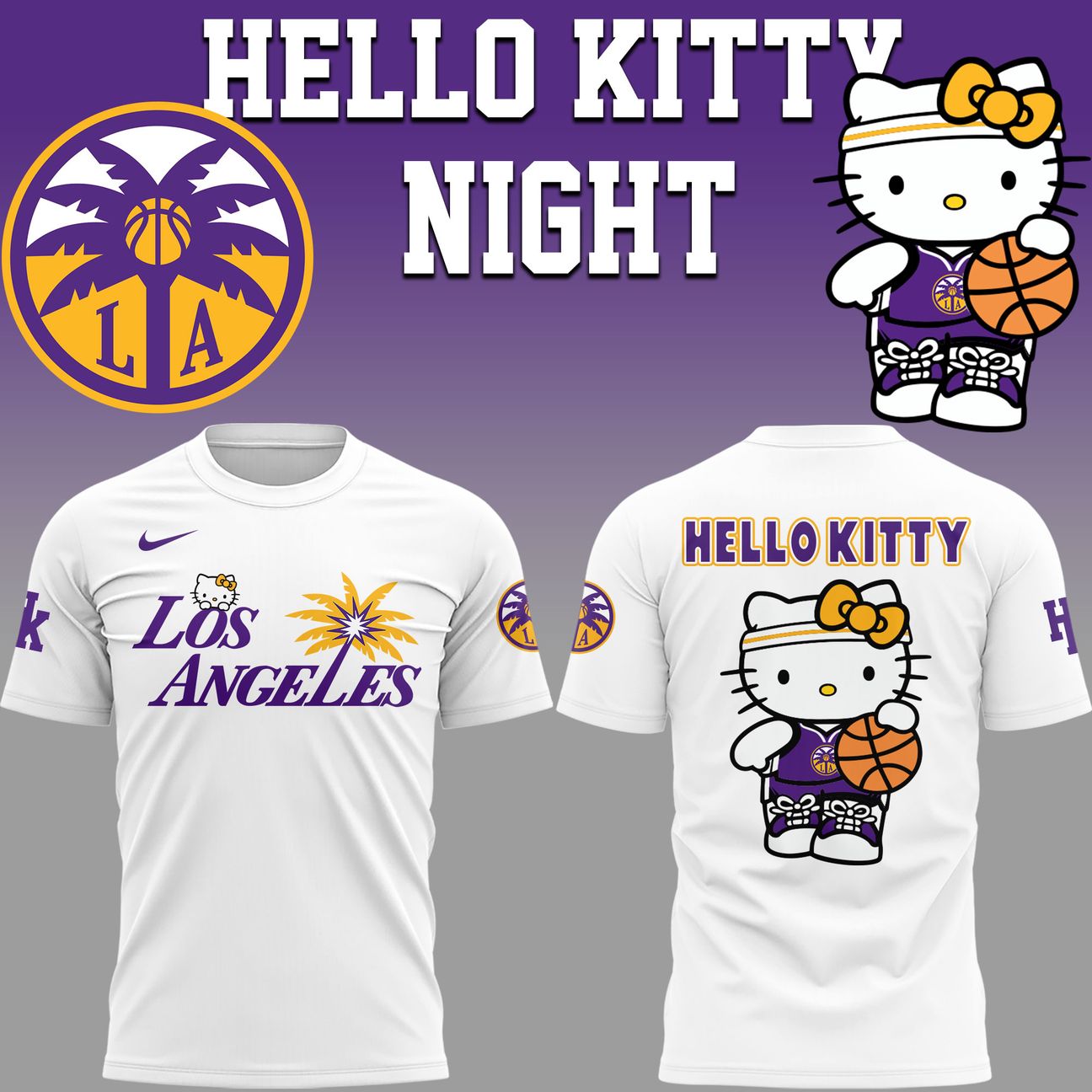 Los Angeles Sparks x Hello Kitty Night 2026 Special Edition T-Shirt