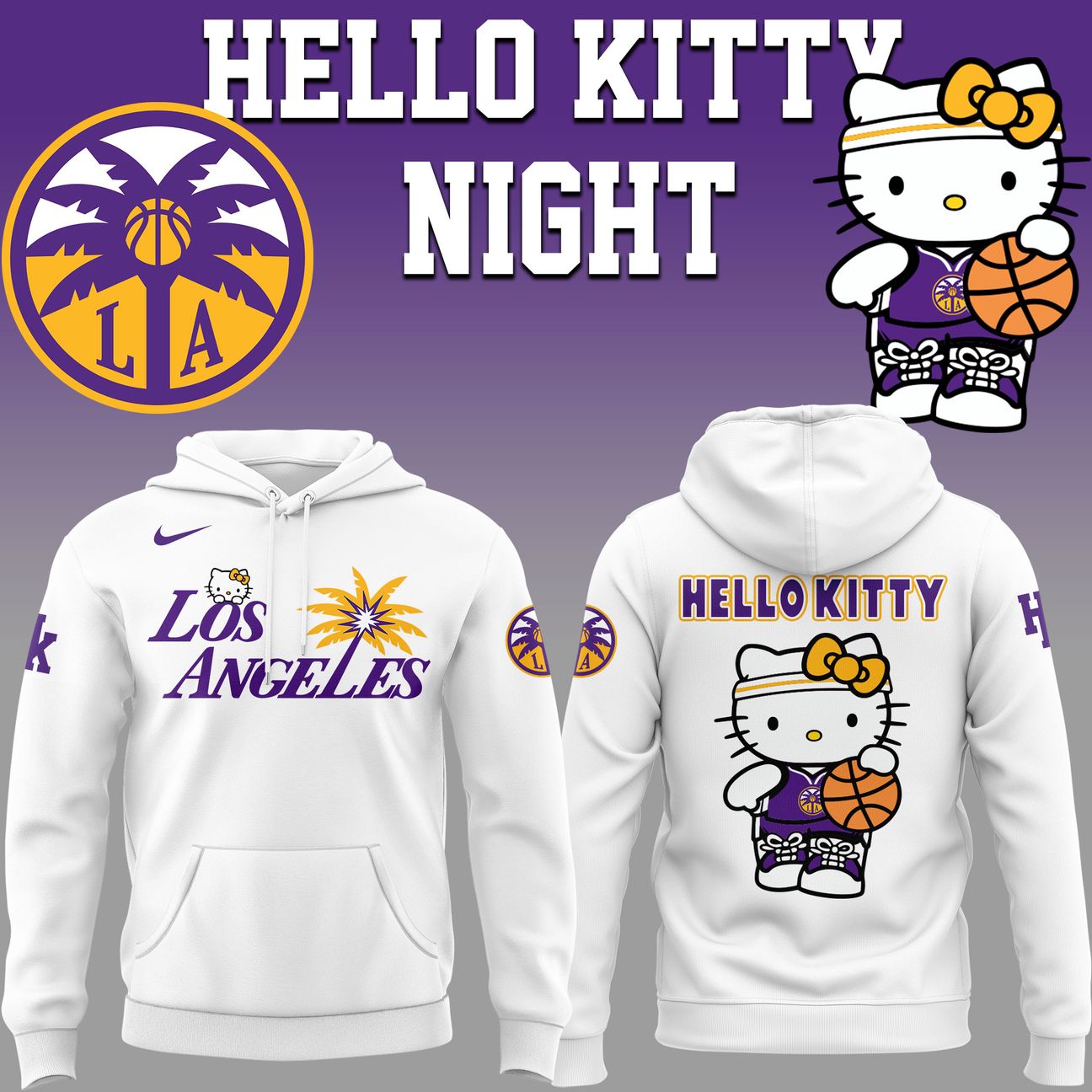 Los Angeles Sparks x Hello Kitty Night 2026 Special Edition Hoodie