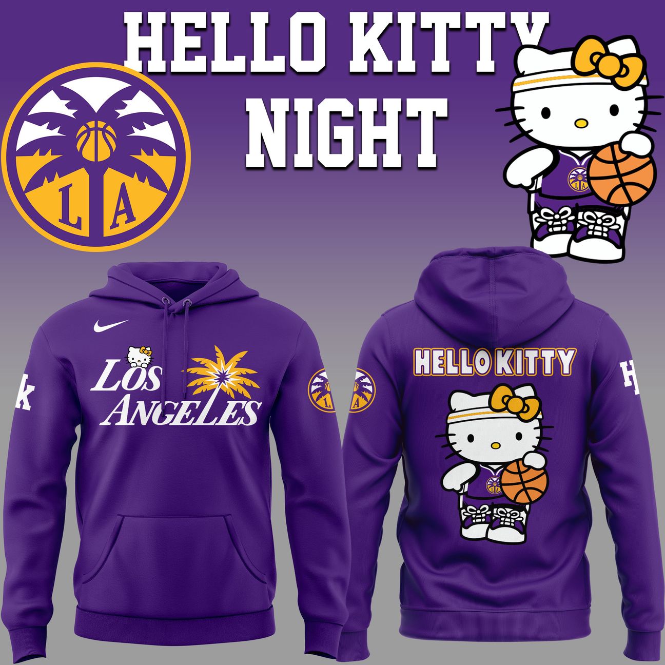 Los Angeles Sparks x Hello Kitty Night 2026 Special Edition Hoodie