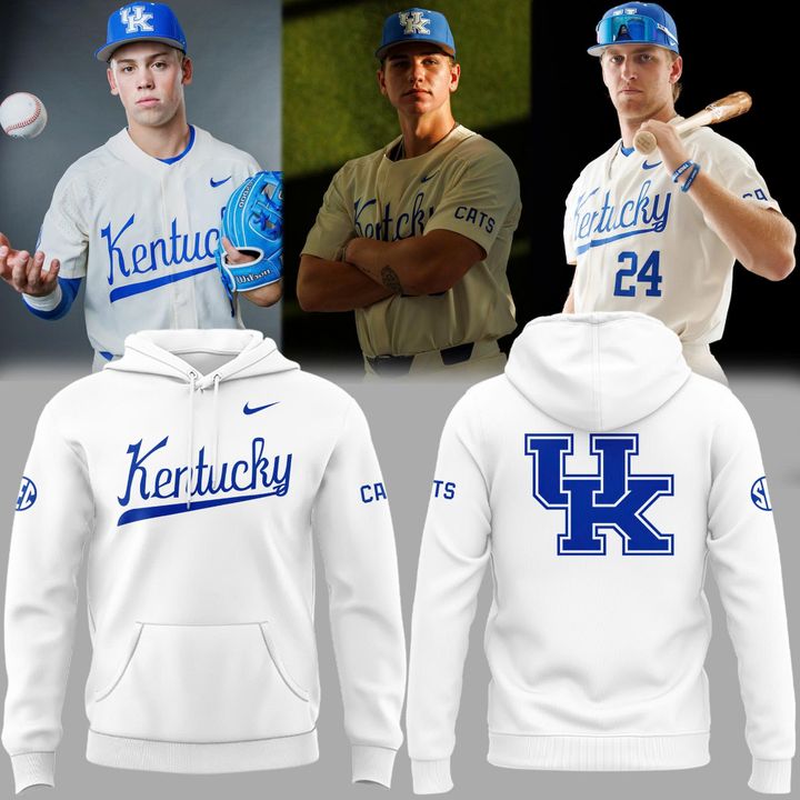 2026 Kentucky Wildcats Baseball White Uniform Hoodie
