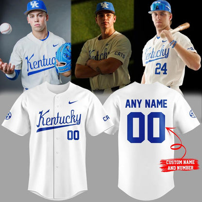 2026 Kentucky Wildcats Baseball White Uniform Baseball Jersey Custom Name Numbers