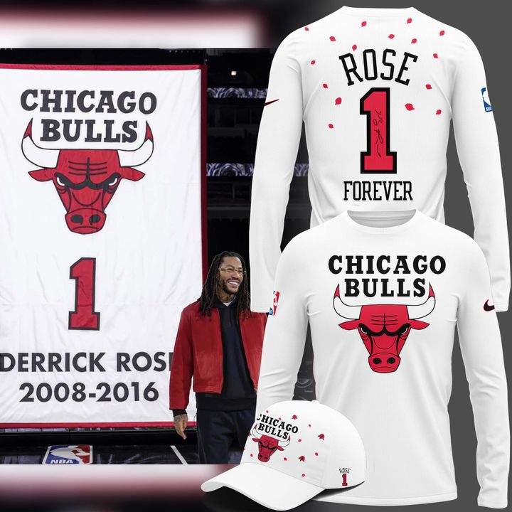 2026 Limited edition SIGNED D-Rose Long Tee Chicago Bulls - Withe