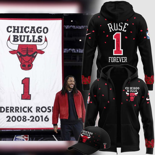 Exclusive SIGNED D-Rose Zip Hoodie Chicago Bulls - Black