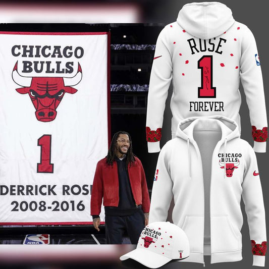 Exclusive SIGNED D-Rose Zip Hoodie Chicago Bulls - White