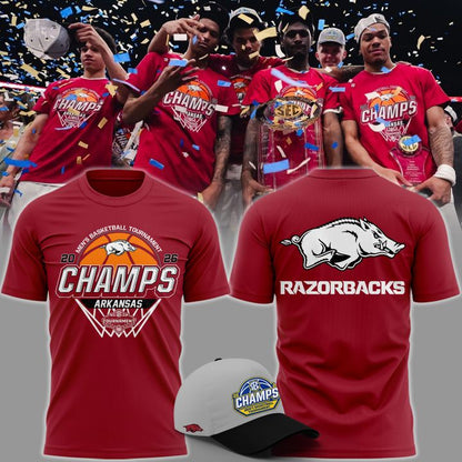 Arkansas Razorbacks Men's Basketball 2026 SEC Tournament Champions T Shirt