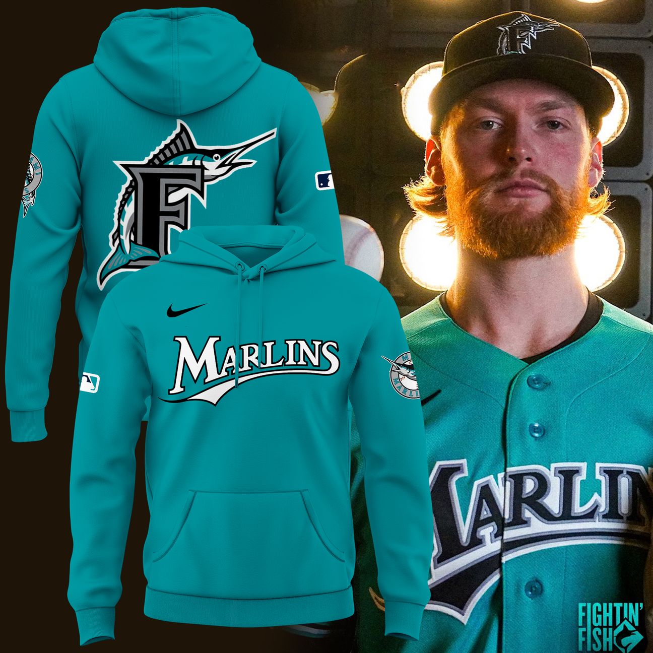 Miami Marlins Teal Alternate Stadium Hoodie