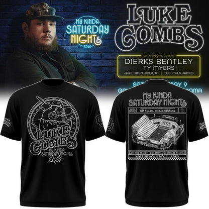 Exclusive Version Black Tshirt Luke Combs x Oklahoma Sooners