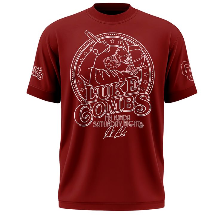 Exclusive Version Red Tshirt Luke Combs x Oklahoma Sooners
