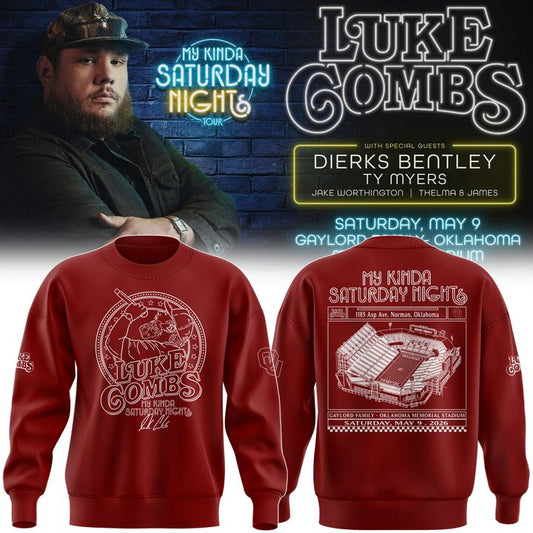 Exclusive Version Red Sweat Luke Combs x Oklahoma Sooners