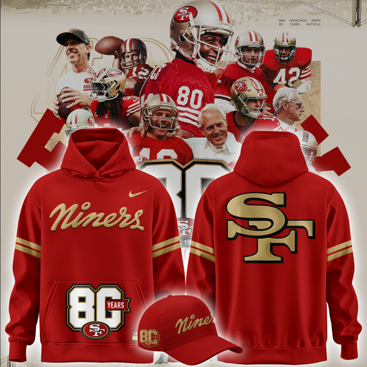 2026 Exclusive San Francisco 49ers 80th Year Anniversary Hoodie