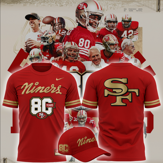 2026 Exclusive San Francisco 49ers 80th Year Anniversary Tshirt