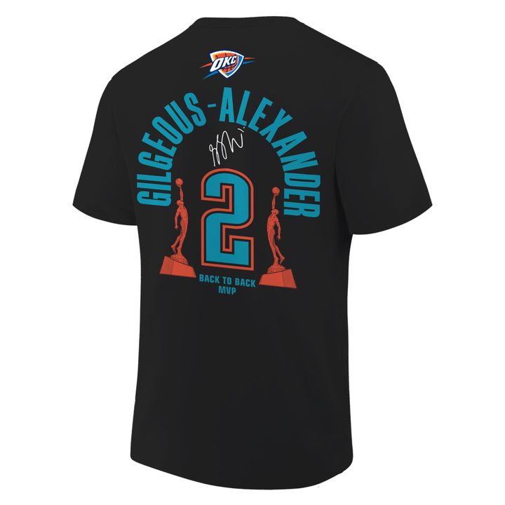 OKC Thunder 2026 MVP Back 2 Back Signature Black T-shirt