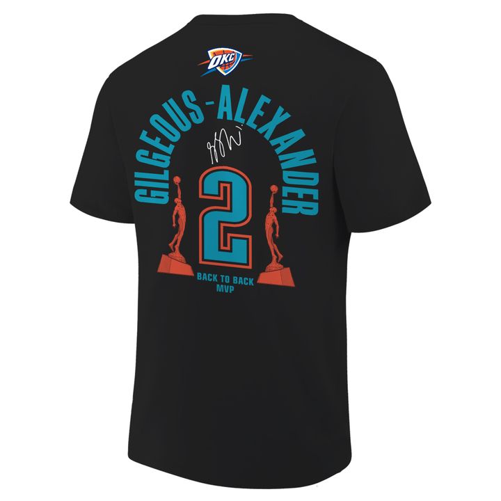1. OKC Thunder 2026 MVP Back 2 Back Signature T-shirt