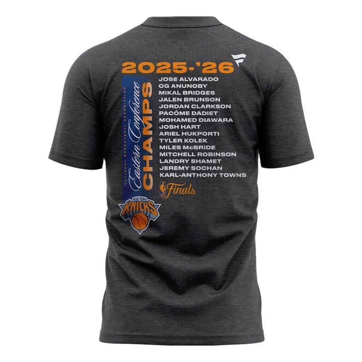 Men's New York Knicks 2026 NBA Eastern Conference Champions Roster T-Shirt
