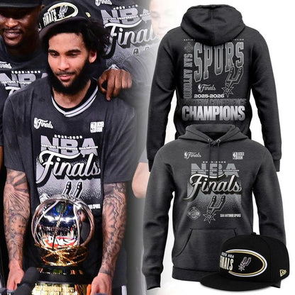 (Adult & Kids) San Antonio Spurs Black 2026 NBA Western Conference Champions Stacked Block Hoodie