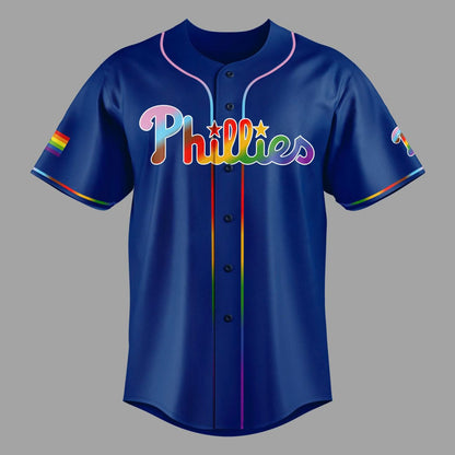 2026 Philadelphia Phillies Pride Night Blue Jersey Custom Name And Number