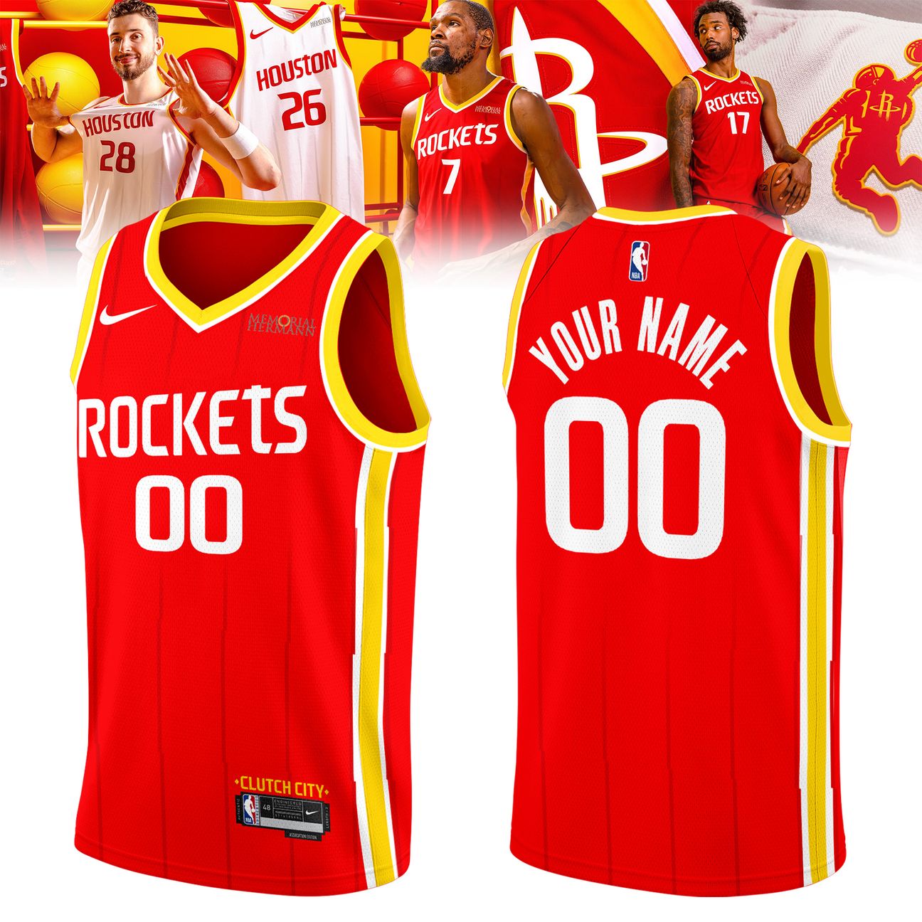 Houston Rockets Clutch City Jersey - Red