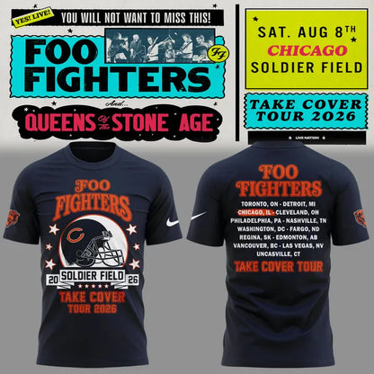 01. Newest Shirt Foo Fighters x Chicago Bears - Take Cover Tour 2026 T-Shirt