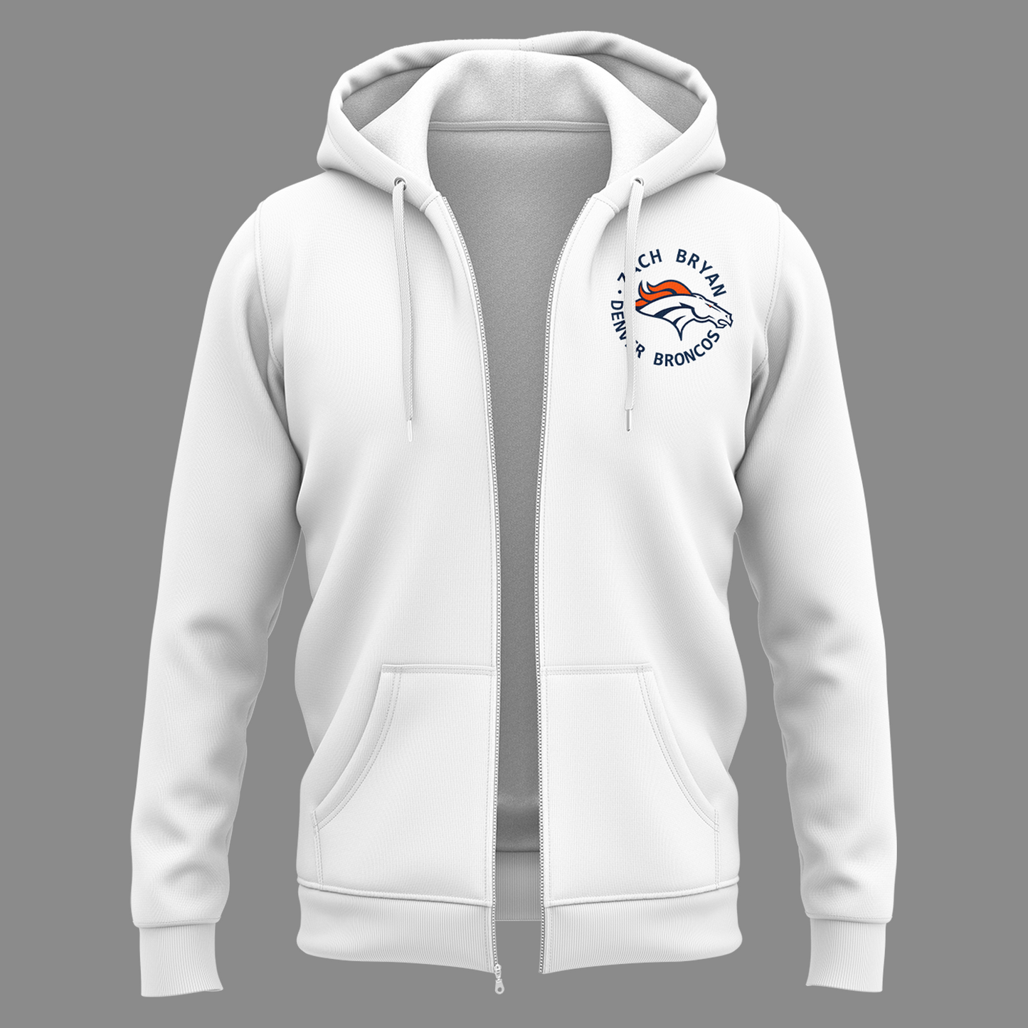 Exclusive Version Zach Bryan x Denver Broncos ZipHoodie