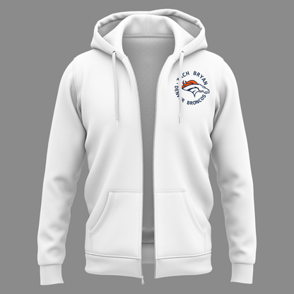 Exclusive Version Zach Bryan x Denver Broncos ZipHoodie