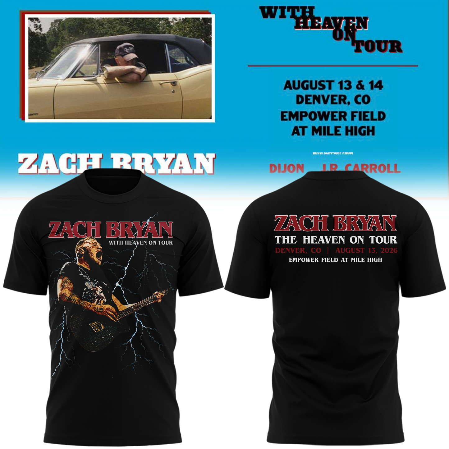 Limited Edition Zach Bryan x Denver Broncos Tshirt