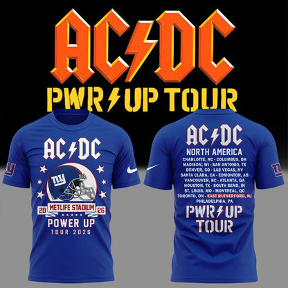 001. Newest Shirt AC/DC x New York Giants - POWER UP TOUR 2026 T-Shirt