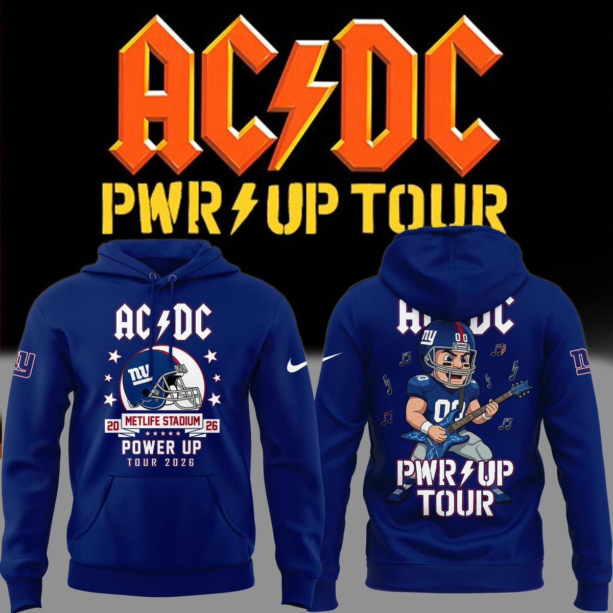 01.16. Special AC/DC x New York Giants - POWER UP TOUR 2026 Hoodie
